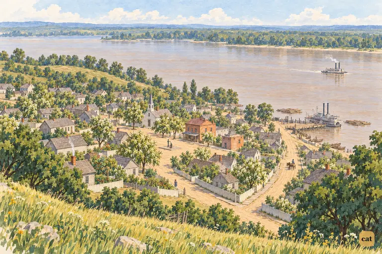St. Petersburg in midsummer, seen from Cardiff Hill, with the Mississippi shining beyond