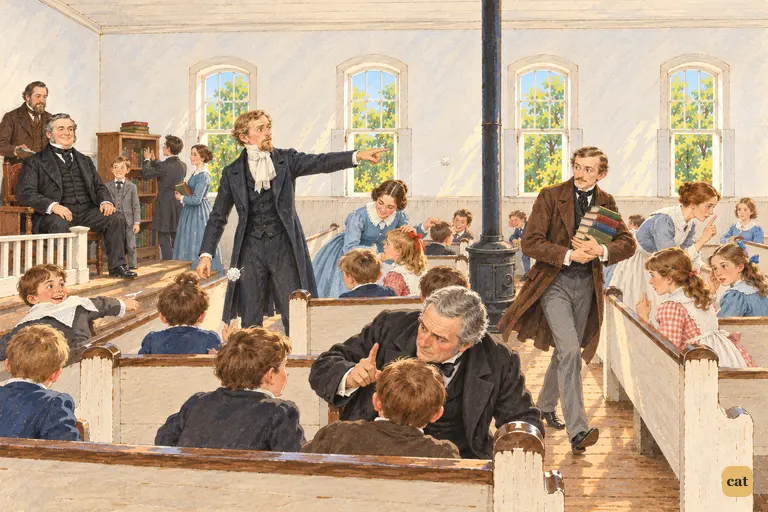 The Sunday-school shows off for the visitors as teachers fuss and paper wads fly
