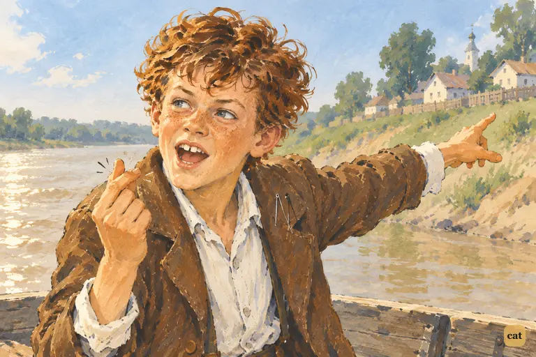 Squatting on the flatboat deck, Tom suddenly cracks the riddle: "Number Two" is a room in a tavern.