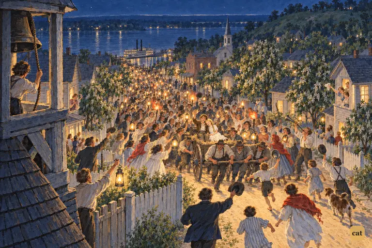 At midnight, St. Petersburg fills the main street and carries the lost children home