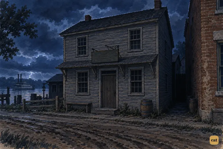 An hour before midnight, the tavern's lamps go out and its alley sinks into darkness