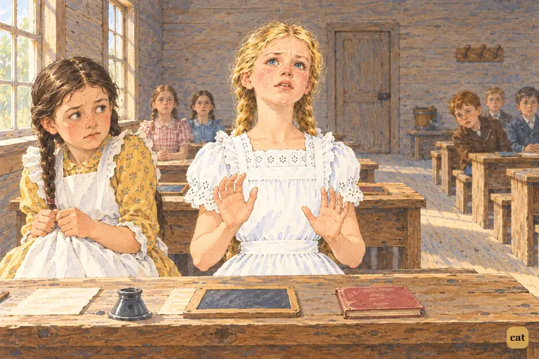 Becky lifts a chalk-white face to the master and raises her trembling hands