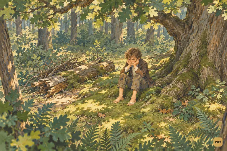 Tom has run away from school and from Becky into the middle of a pathless wood.