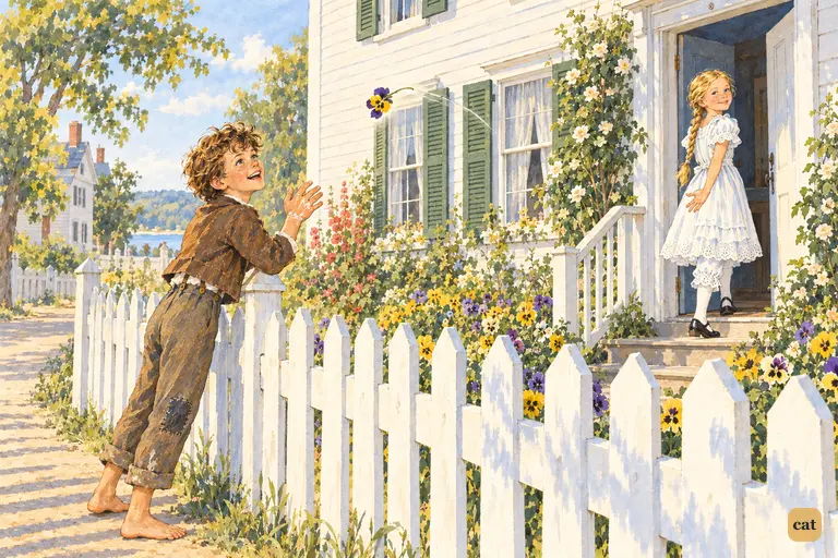 Tom leans on the Thatcher fence and thinks he has lost the new girl.