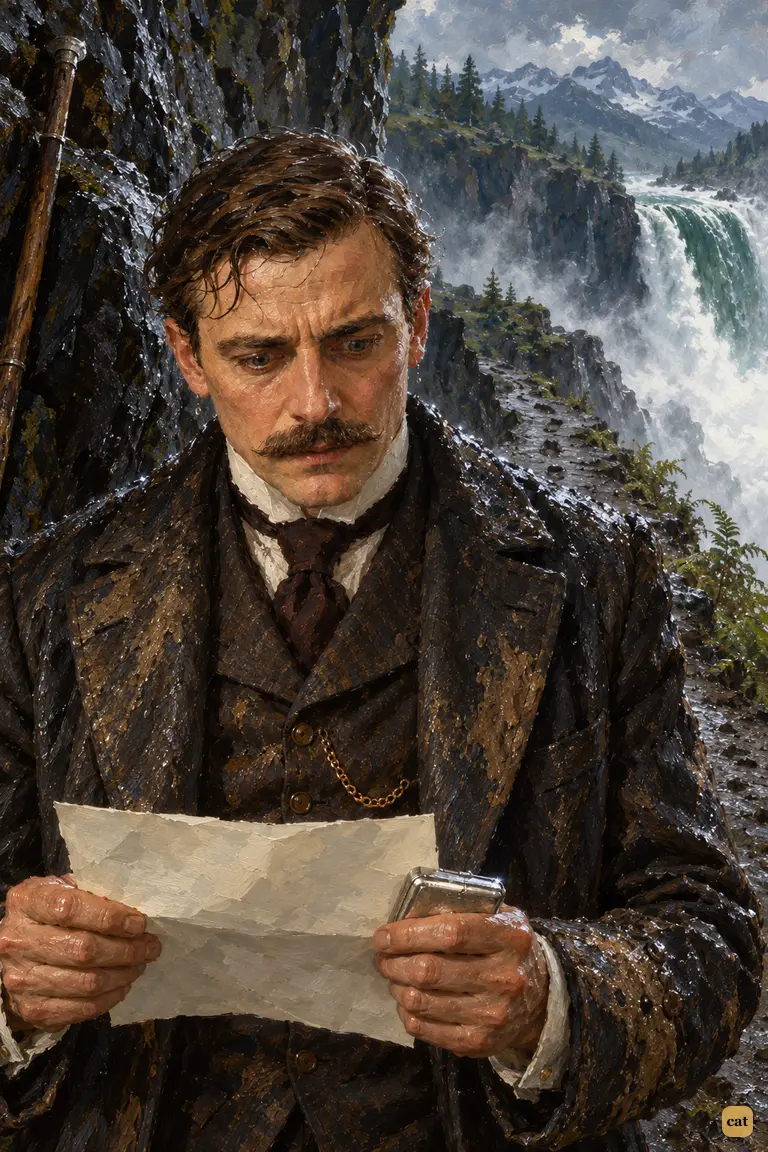 Watson reads Holmes's farewell letter, which admits the Meiringen message was a hoax