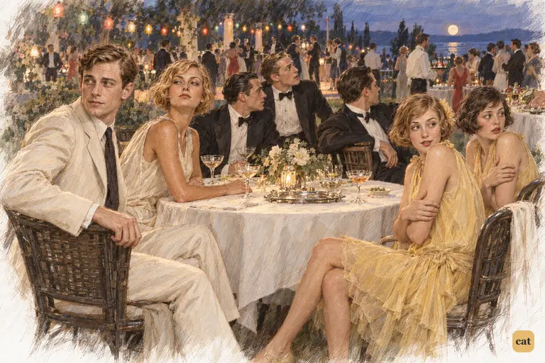 After a whisper that he killed a man, the table turns to search the garden for Gatsby