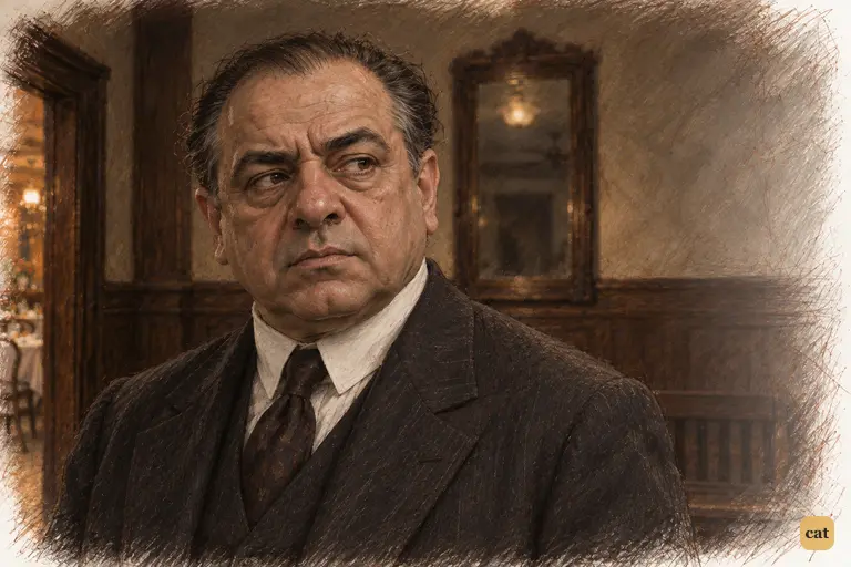 In the dim cellar anteroom, Meyer Wolfshiem slowly raises his large head.