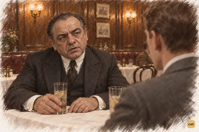 Wolfshiem ends his tale of Rosy Rosenthal's murder and turns a measuring look on Nick