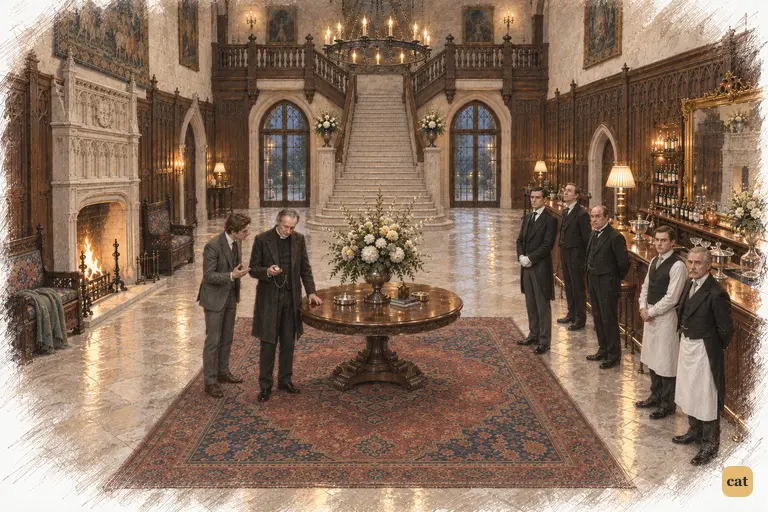The funeral hour has passed in Gatsby's huge hall.