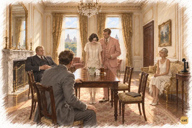 Standing small in the Plaza suite, Daisy reluctantly says she never loved him