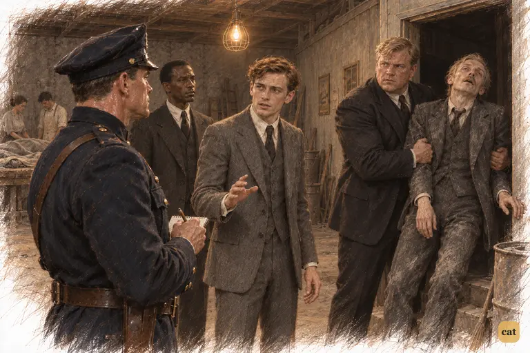 Nick tells the sweating policeman they've come straight from New York