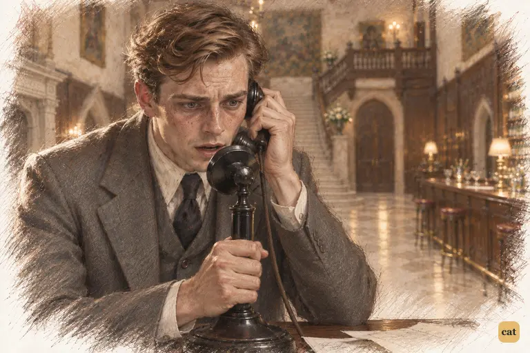 Alone in the mansion hall, Nick tells a stranger on the Chicago line that Gatsby is dead