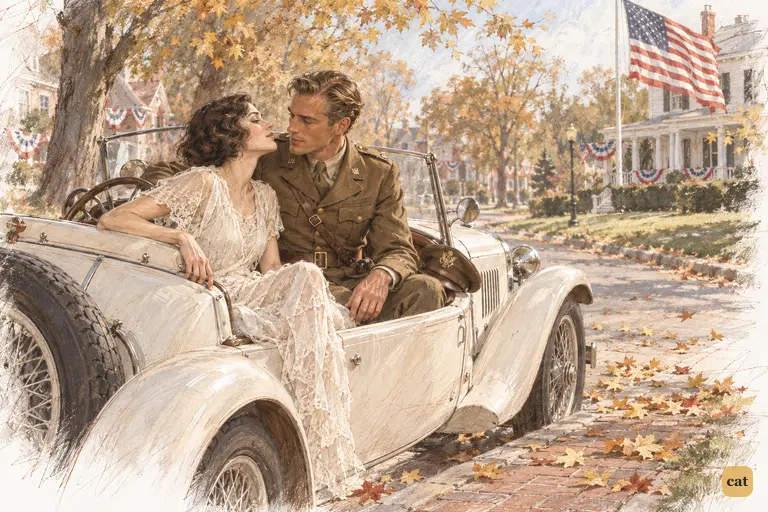 Louisville, October 1917: Daisy Fay and Lieutenant Jay Gatsby sit in her white roadster