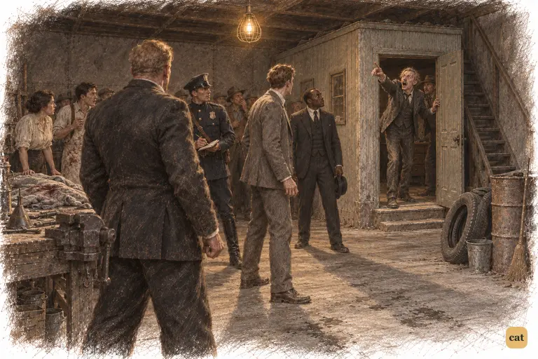 Wilson cries an accusation from the office doorway, and every head turns toward him