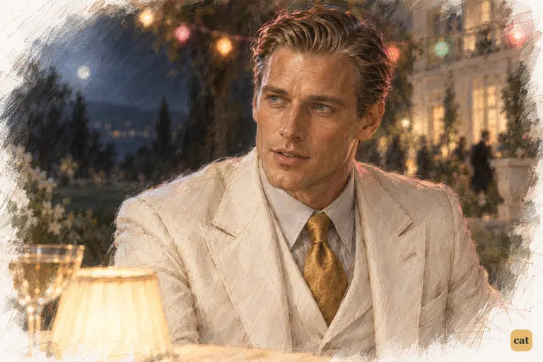 In the second before he says his name, the stranger at the table stops and looks blankly at Nick.