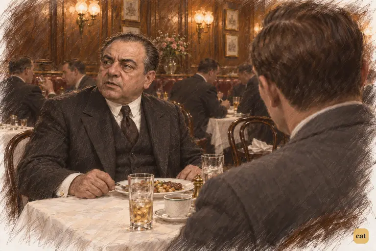 With Gatsby's chair empty, Wolfshiem proudly calls him an Oggsford man to Nick