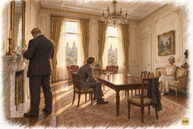 The quarrel is over, and Daisy and Gatsby have left the stifling Plaza suite.