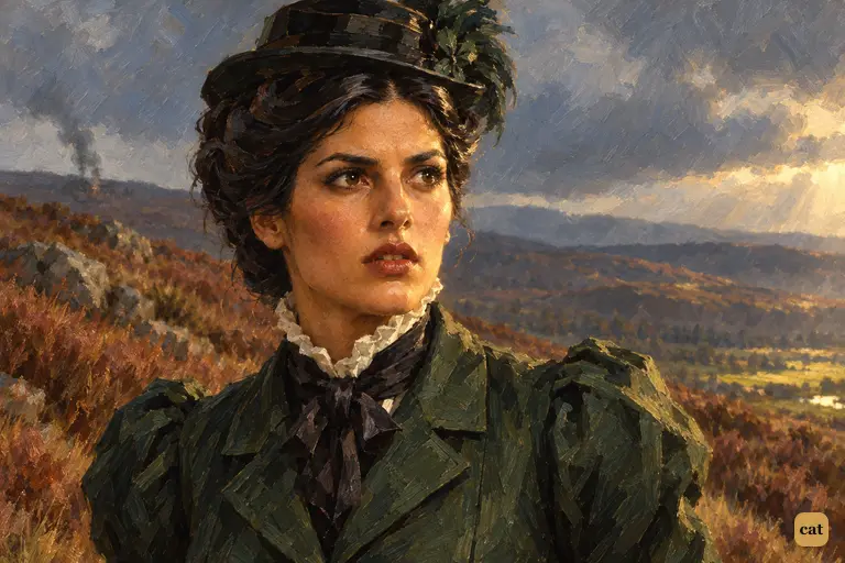 On the lonely moor path, Miss Stapleton stops close in front of Watson.