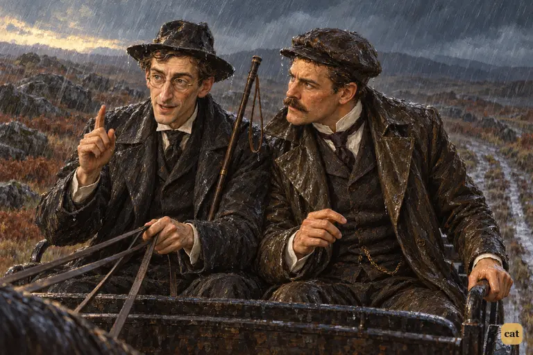 Driving the dog-cart through the wet dusk, Dr. Mortimer mentions Laura Lyons