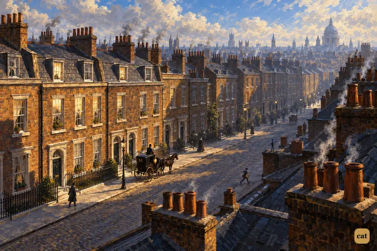 On a clear morning, Baker Street wakes as a lone black hansom waits at one door