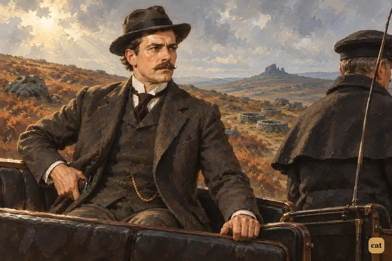 Riding back across the moor, Watson fixes his eyes on the distant Black Tor
