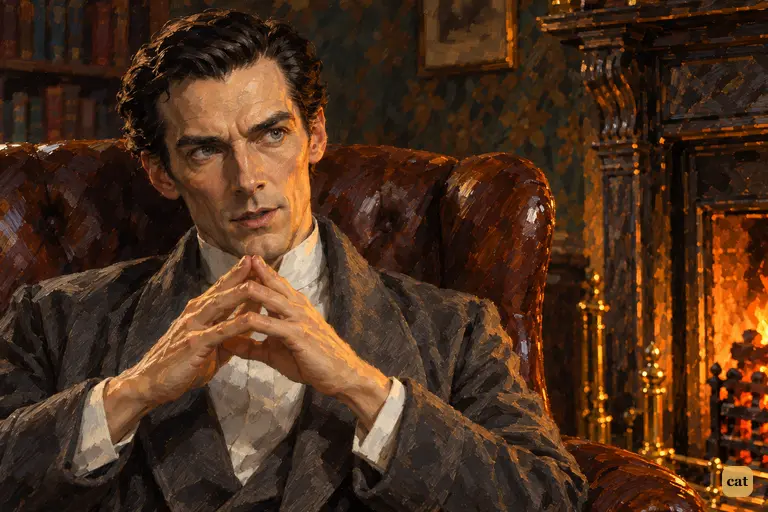 Fingertips together, Holmes gives Dr. Mortimer his answer: twenty-four hours