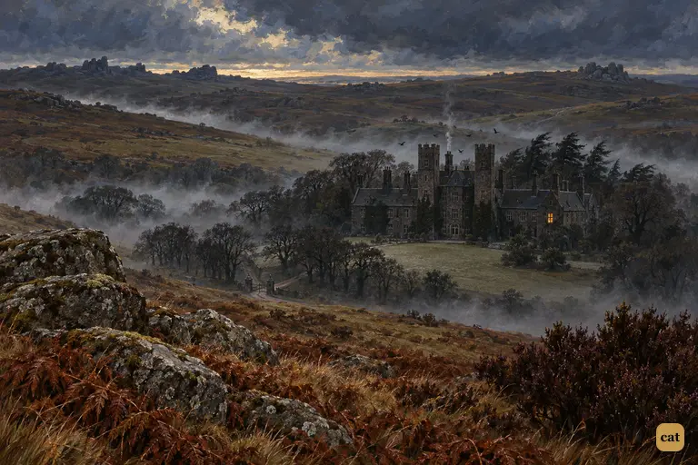 Baskerville Hall sits small and dark in its hollow as a cold October dawn comes up