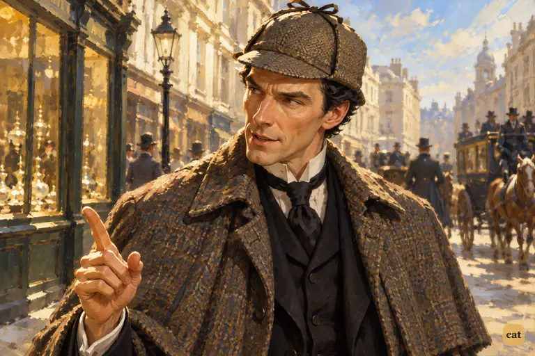 On sunlit Regent Street, Holmes recovers his spirit after the lost chase.