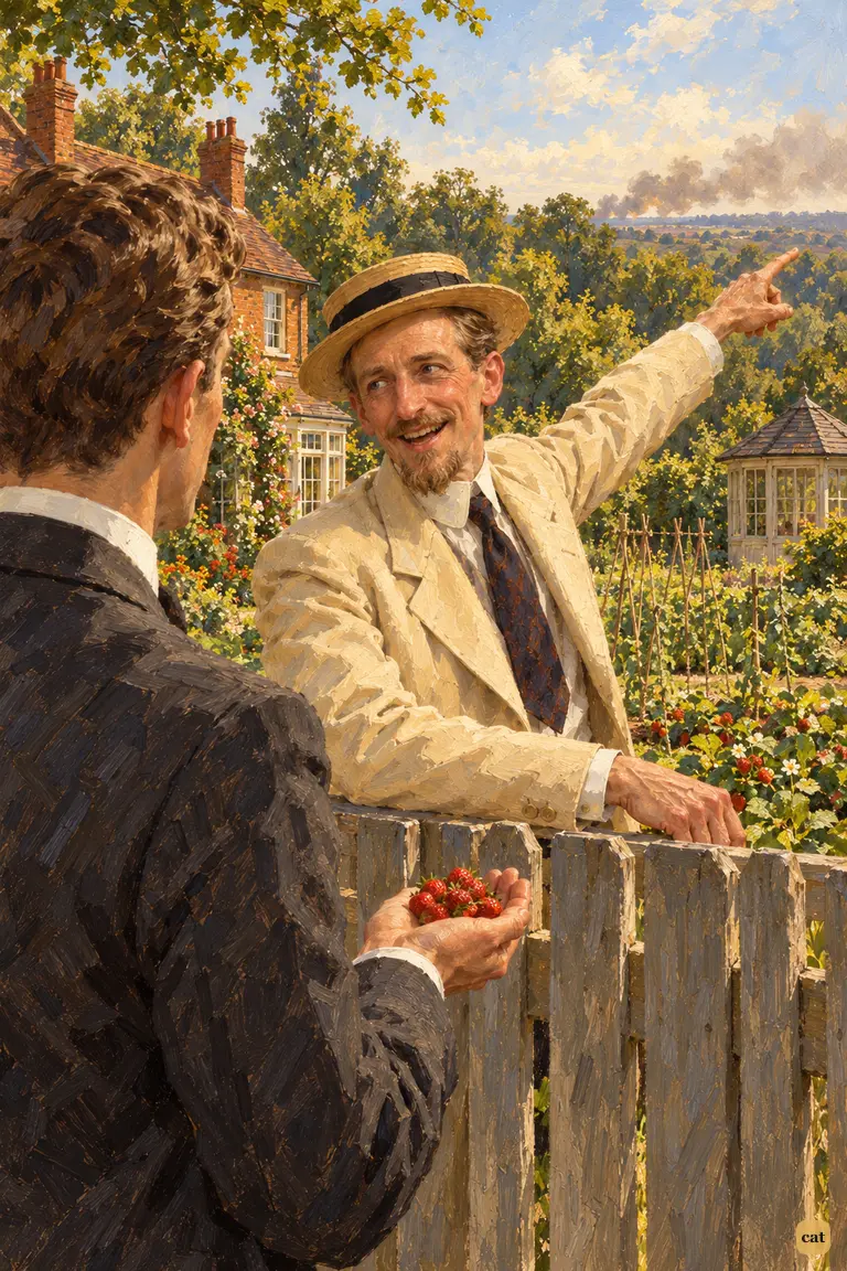 The neighbour leans on the garden fence and laughs about the insurance bill