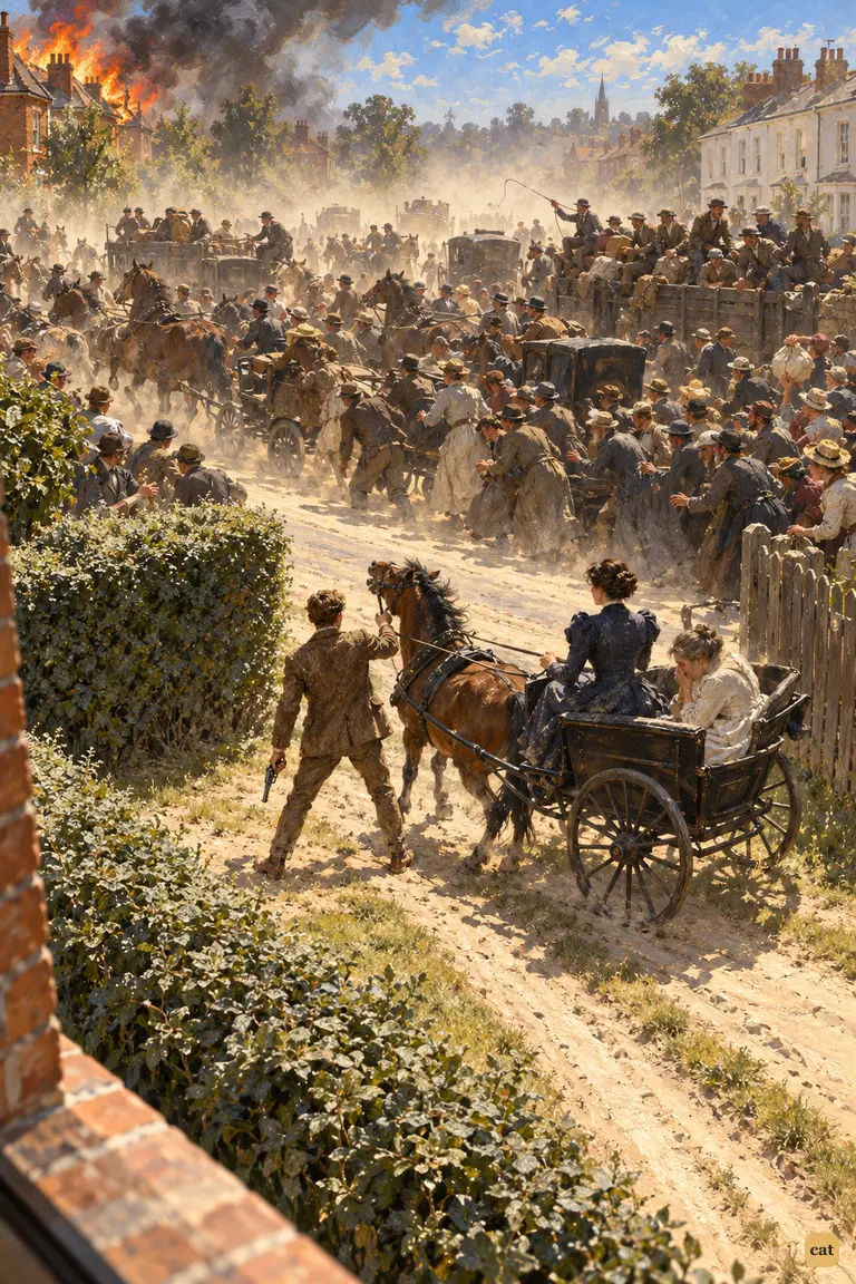 The brother and the Elphinstones' pony-chaise stop at the mouth of the grass lane
