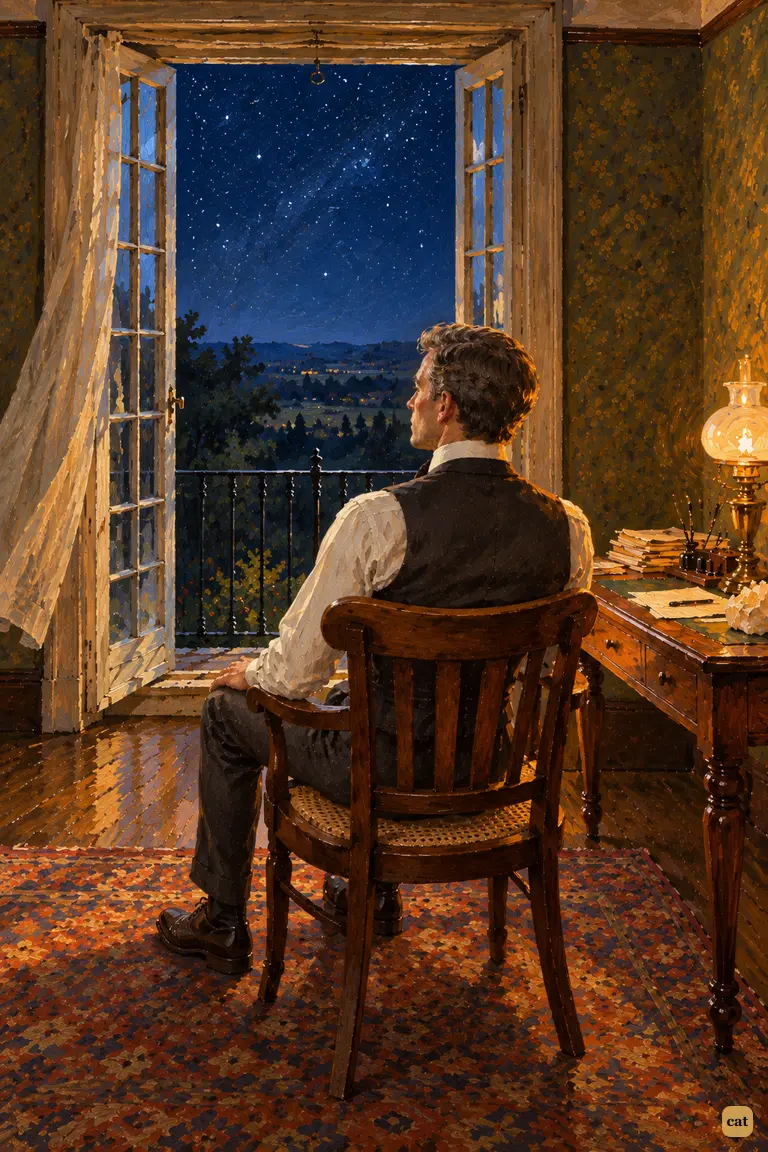The narrator has finished writing for the night.