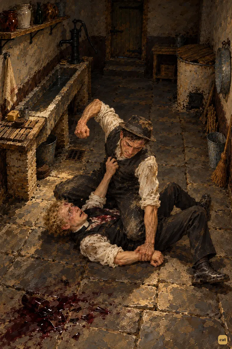 For two days the narrator and the curate fight in silence over the food.