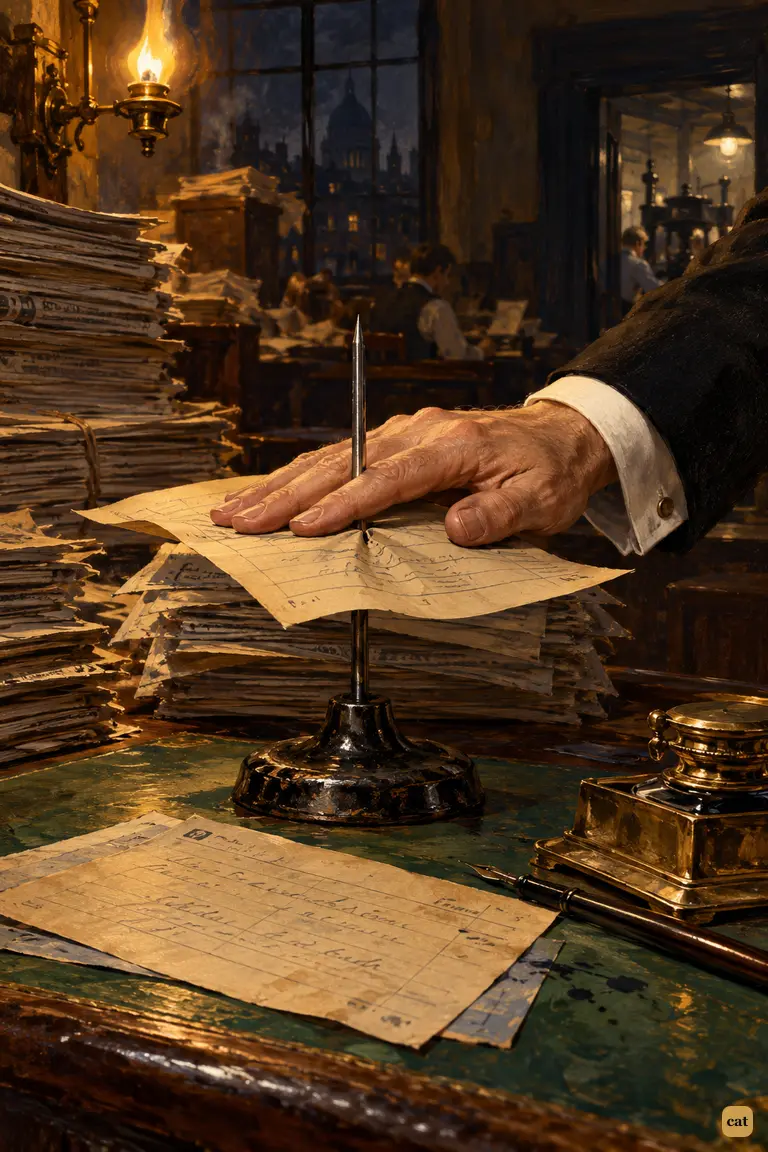 In a London newspaper office, an editor spikes Henderson's telegram as a hoax