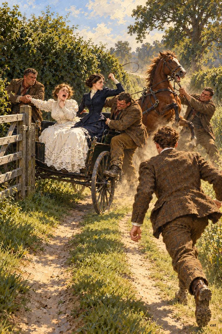 The narrator's brother runs round the corner of a grass lane near High Barnet.