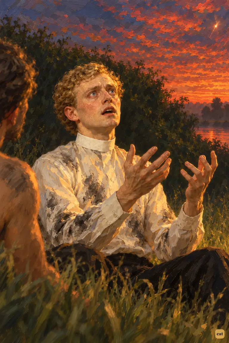 The curate raises his thin hands to the reddening sky and cries that the end has come