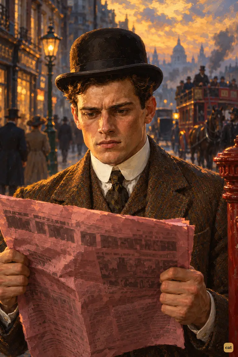 At dusk on the Strand, the narrator's brother stands frozen with the pink special edition