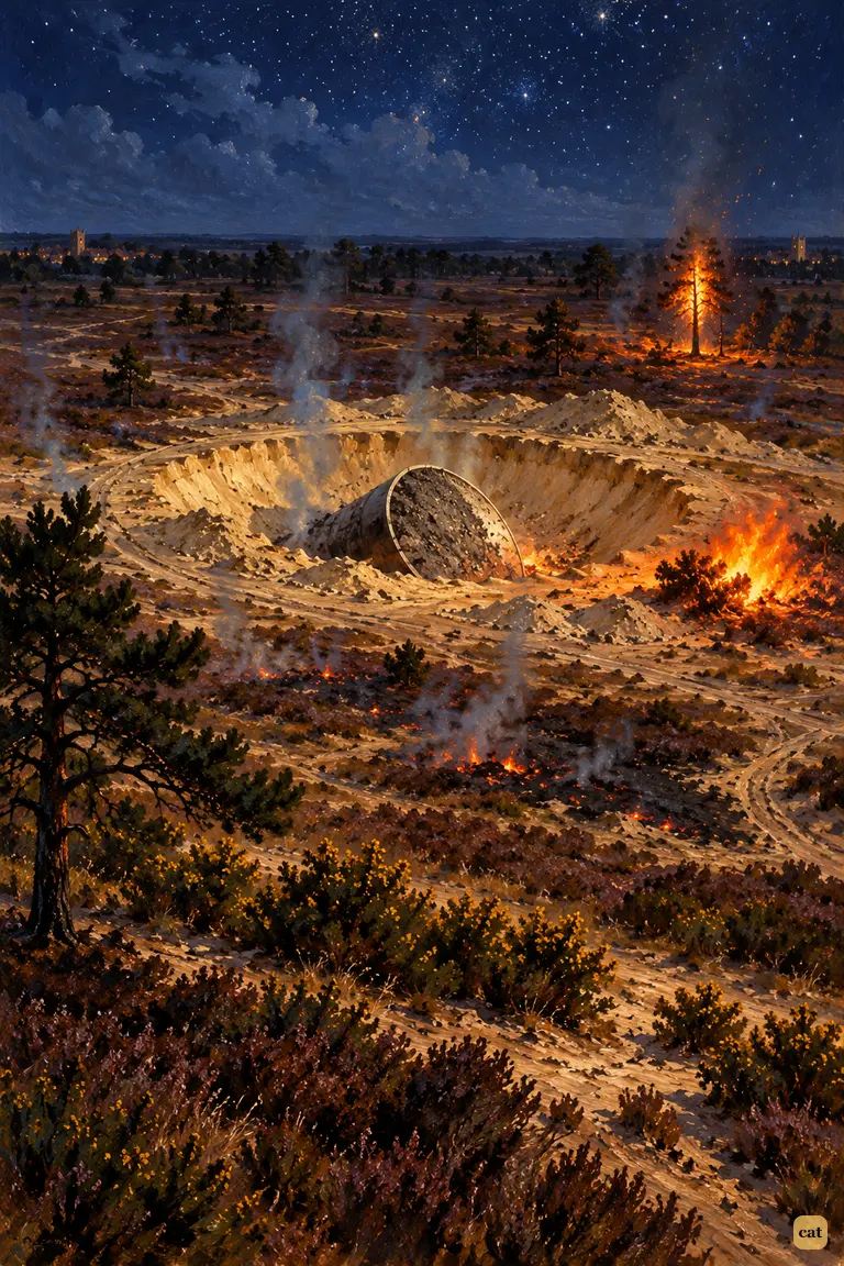 Friday night on Horsell Common, seen from high on the pine knoll.