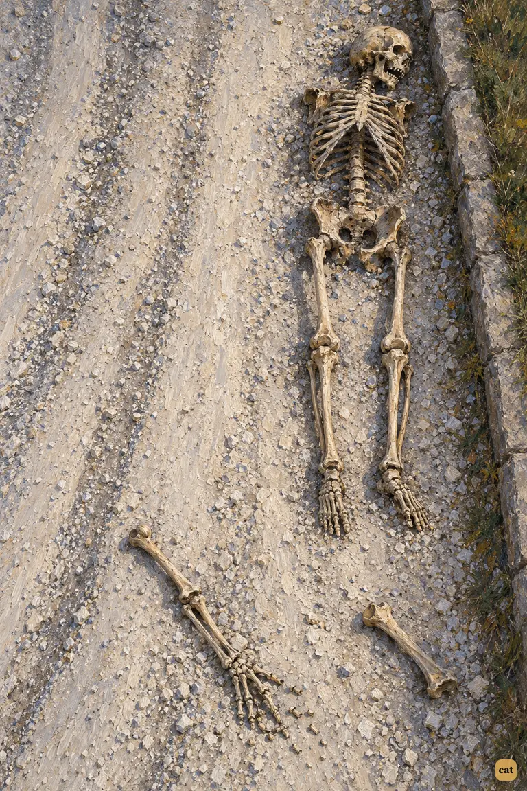 On Putney Hill, the narrator comes on a skeleton picked clean, its arms torn off