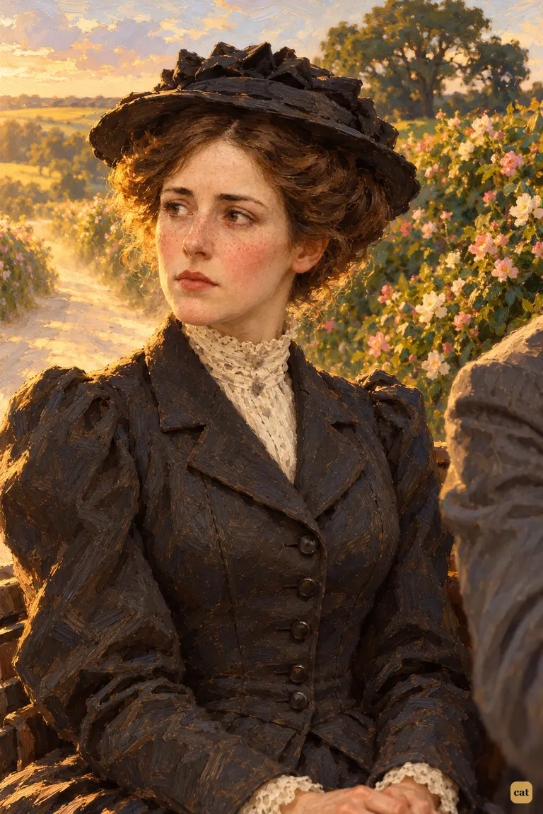 On the road to Leatherhead, the narrator's wife sits silent and very white beside him
