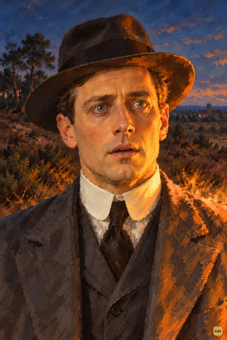 The narrator stands frozen on the knot of heath as the invisible Heat-Ray sweeps towards him.