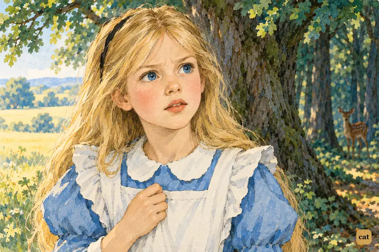 In the nameless wood, Alice strains to remember her name and recalls only the letter L