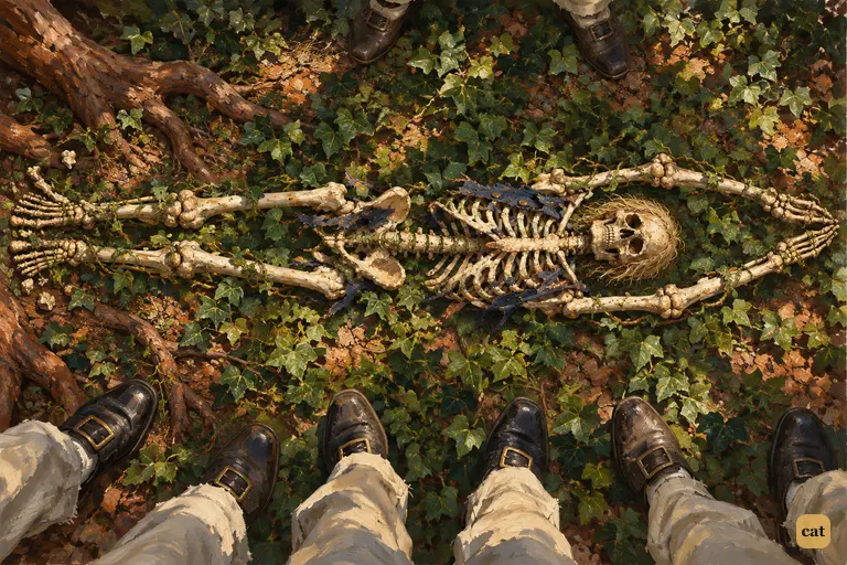 Allardyce's skeleton lies dead straight, arms raised past his skull like a diver's