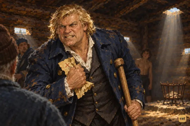 Long John Silver drops his geniality and bares his teeth at his own crew