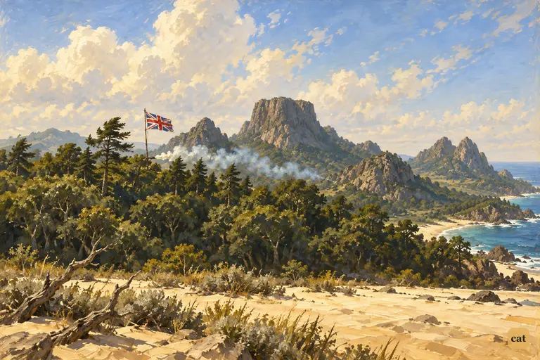 The Union Jack blazes above the treetops as powder-smoke drifts from the wood