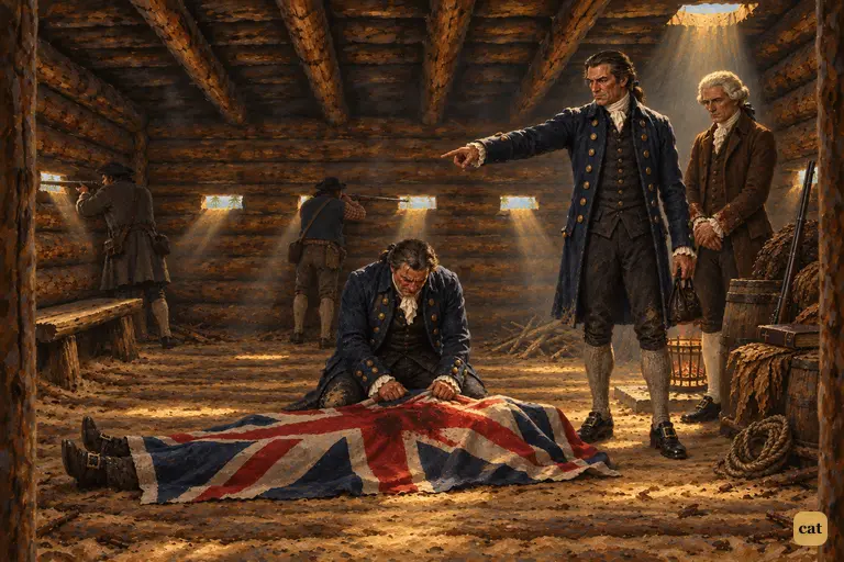 Captain Smollett points at Redruth's body under the flag: one less mouth to feed