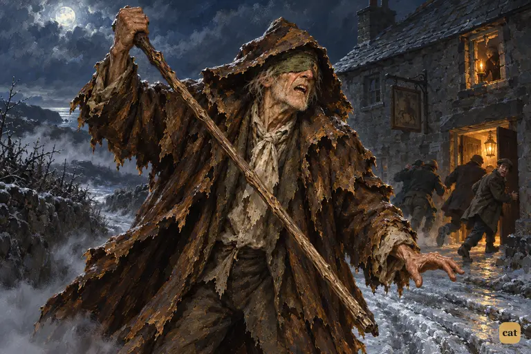 Pew brings his stick crashing down on the frozen road as his men move away